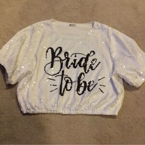 WHY Dress Bride To Be White Sequined Top